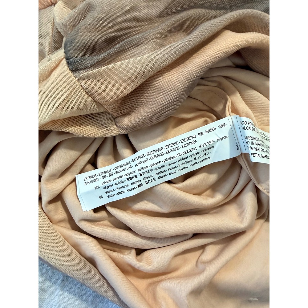 Zara Peach Grey Tie Dye Ruched Mesh Strapless Mini Dress XS Bodycon - Picture 4 of 7